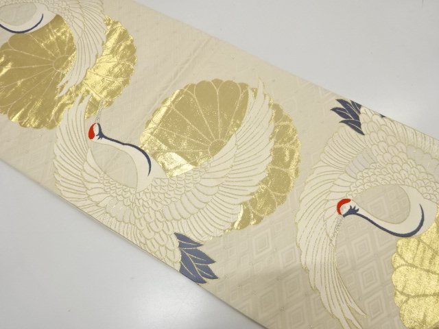 JAPANESE FUKURO OBI / WOVEN CRANE & KIKU